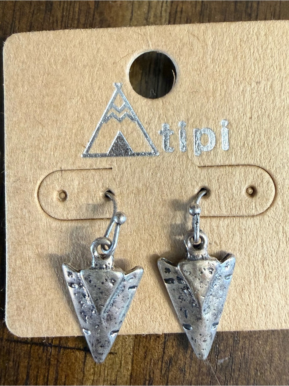 Tipi Silver Arrowhead Drop Earrings